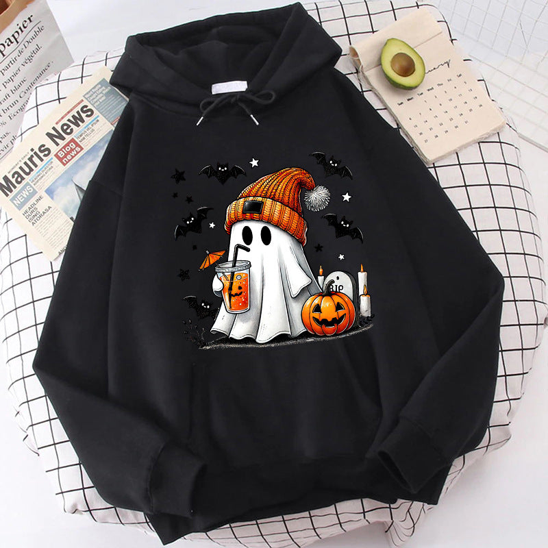 Women's Halloween Ghost Pumpkin Graphic Hoodie