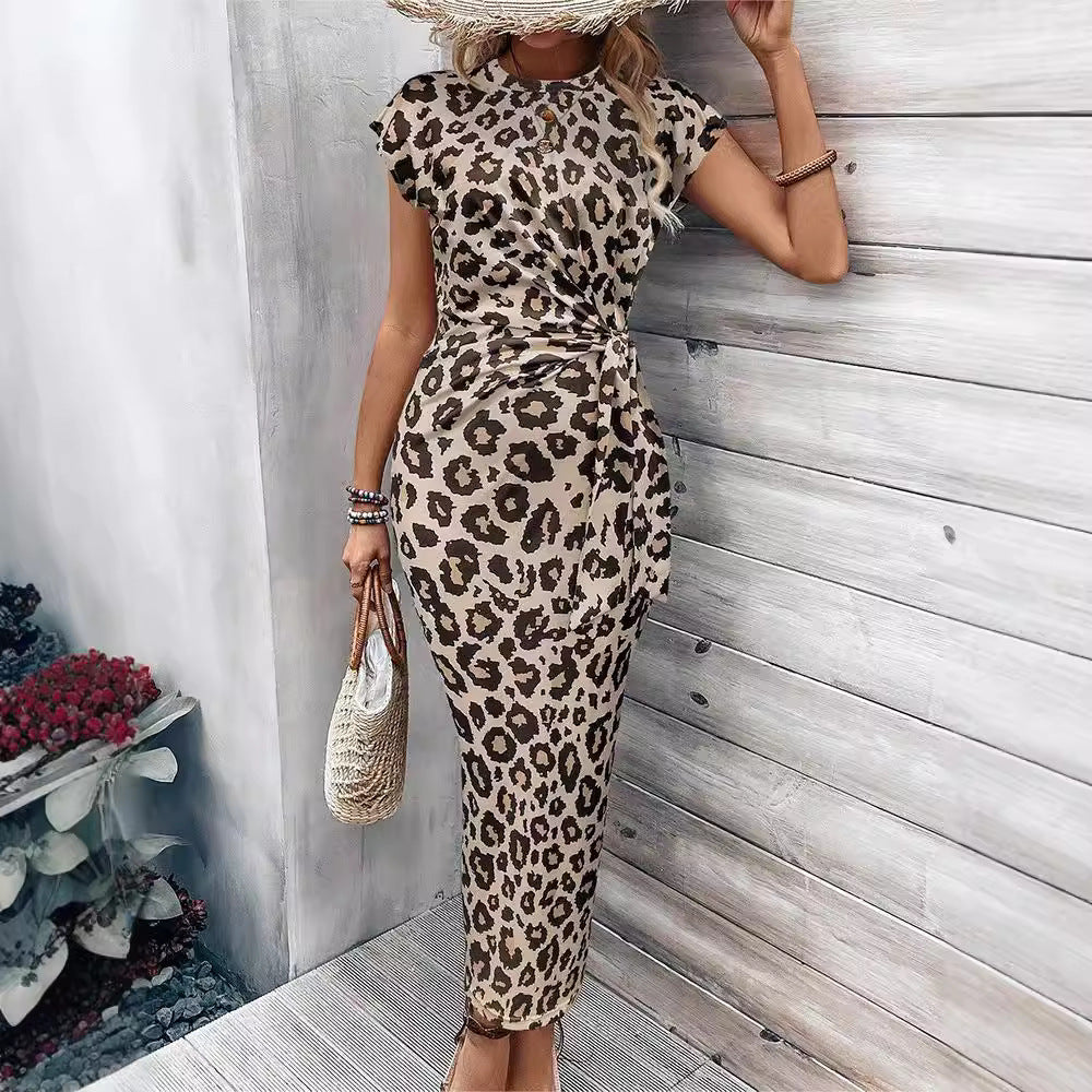 Leopard Print Short Sleeve Dress