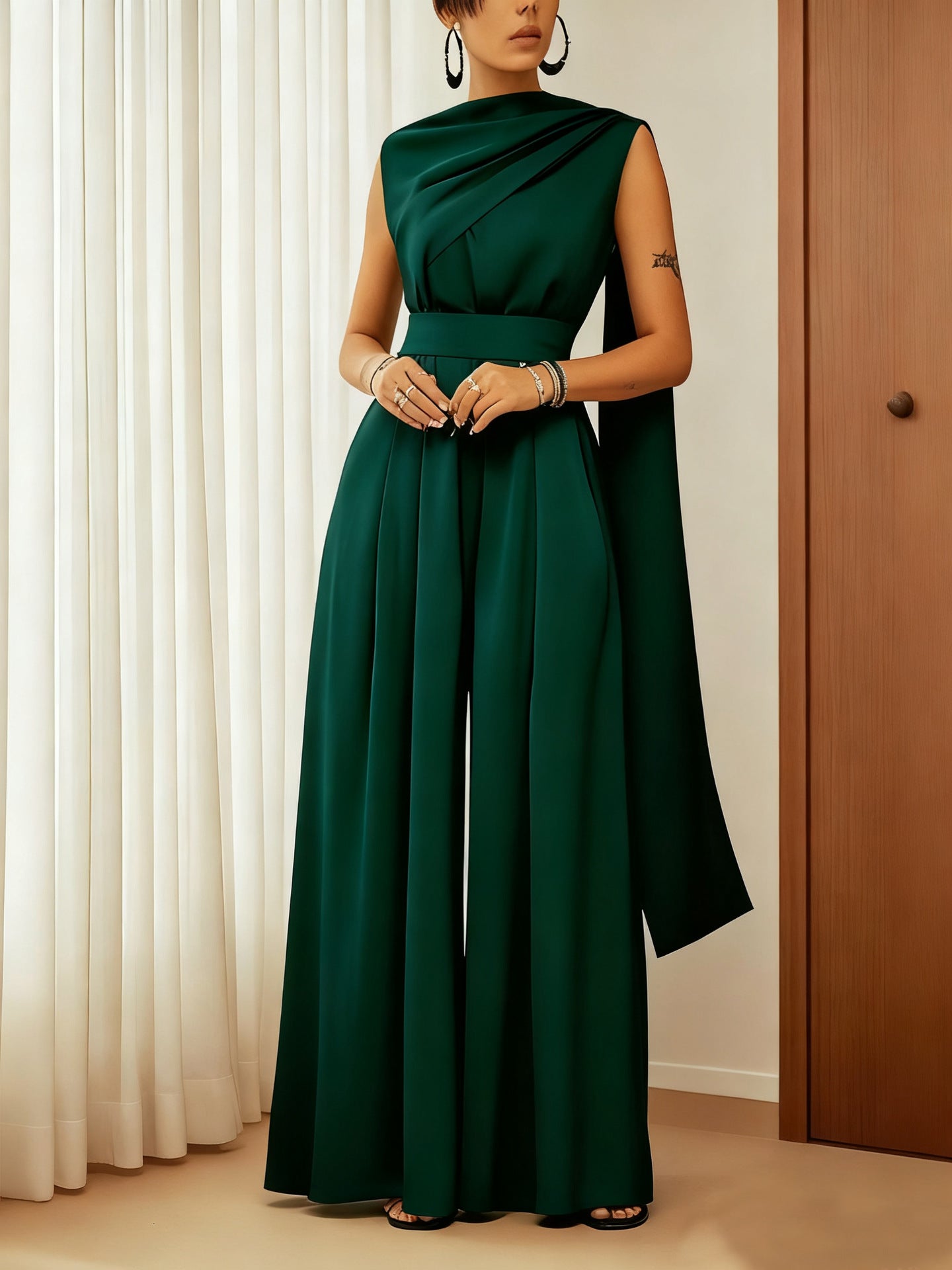 Women's Elegant Solid Slim-Fit Casual Jumpsuit
