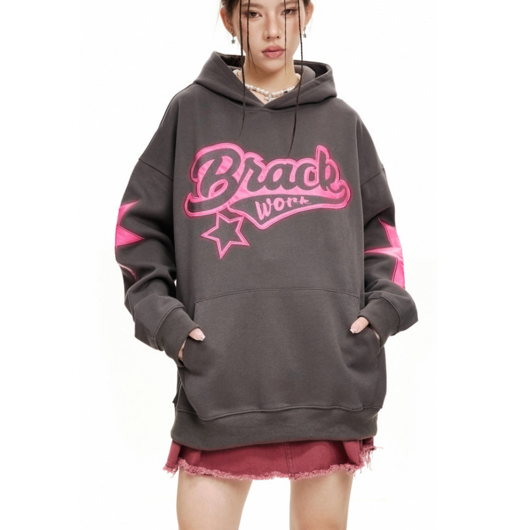 Alphabet Embroidery Cozy Hooded Sweatshirt