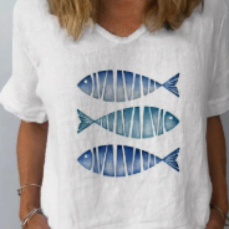 Casual Animal‑Print Loose‑Fit Short Sleeve Top for Women