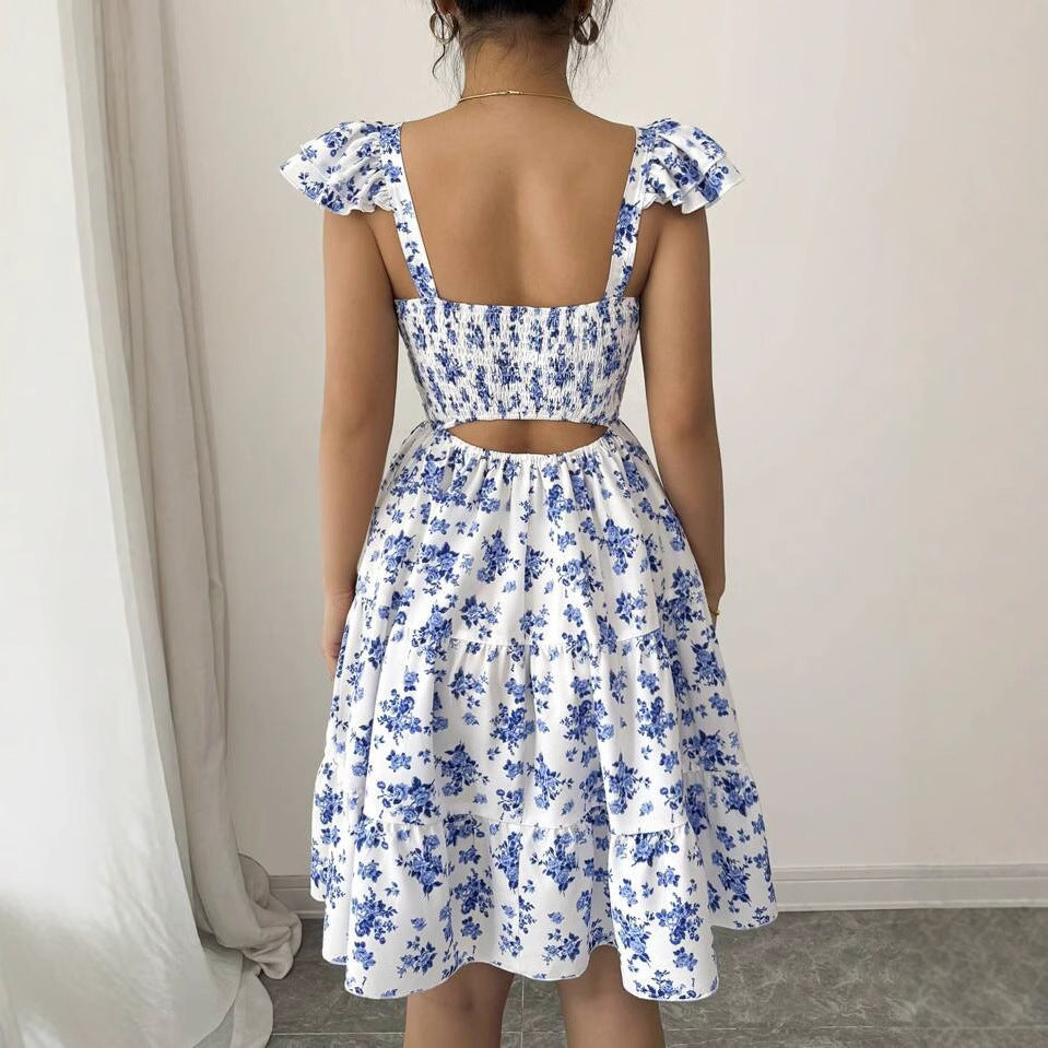 Womens Hollowed-out Beach Vacation Dress
