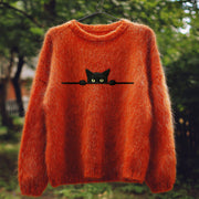 Loose Round Neck Pullover Animal Print Sweater