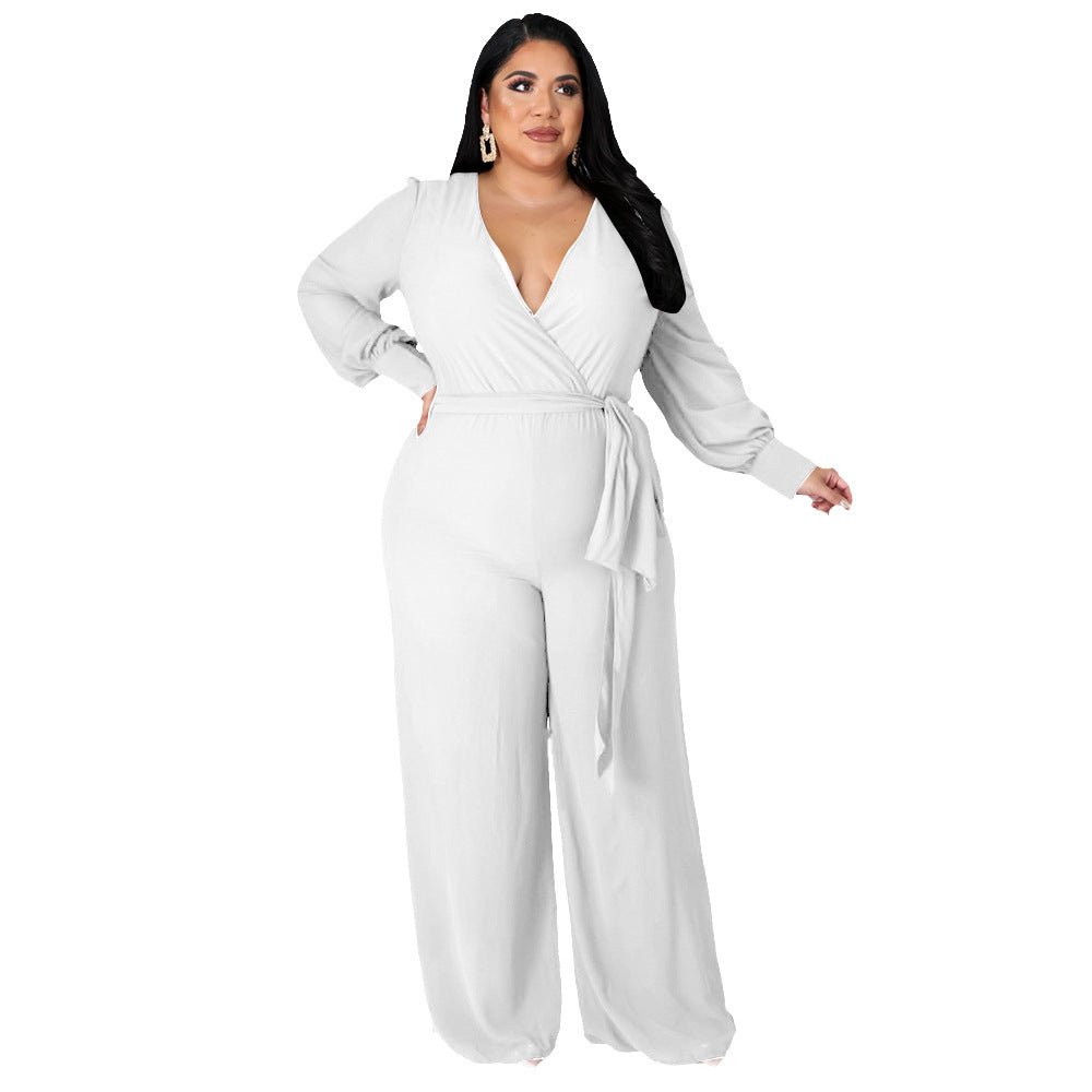 Chic Belted Straight-Leg Solid Jumpsuit