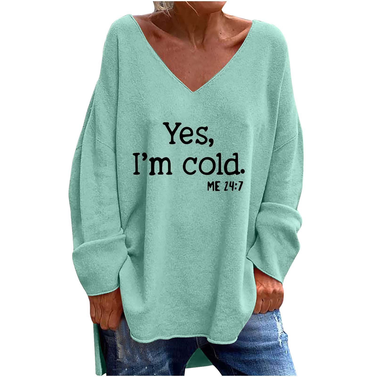 Women's V-Neck Loose Casual Long Sleeve Top