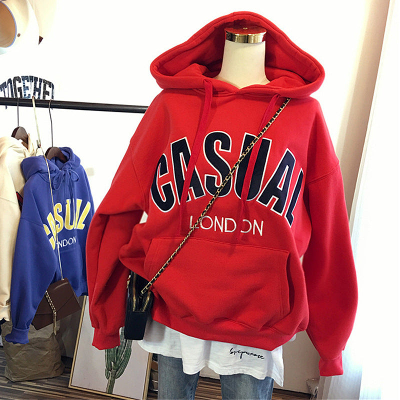 Korean Style Loose Winter Pullover Hoodie for Women