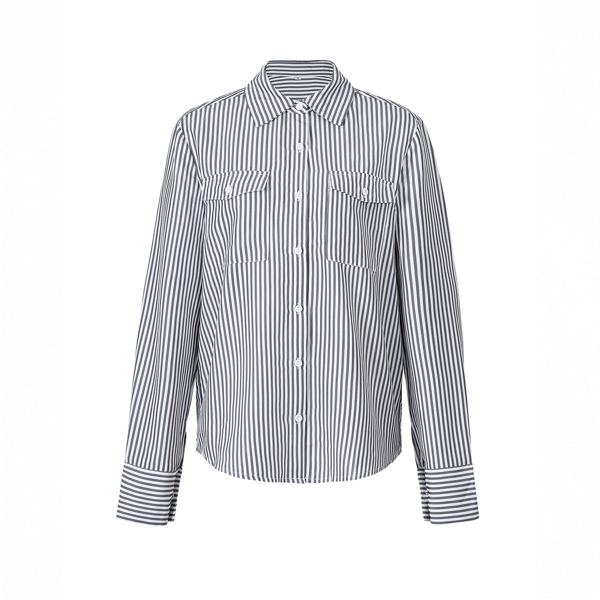 Loose Pockets Striped Contrast Color Cardigan Women's Clothes Top