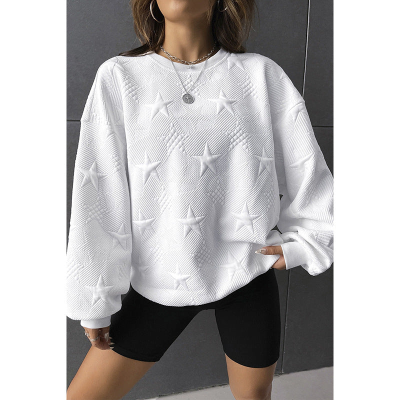 Geometric Casual Loose Round Neck Pullover for Women