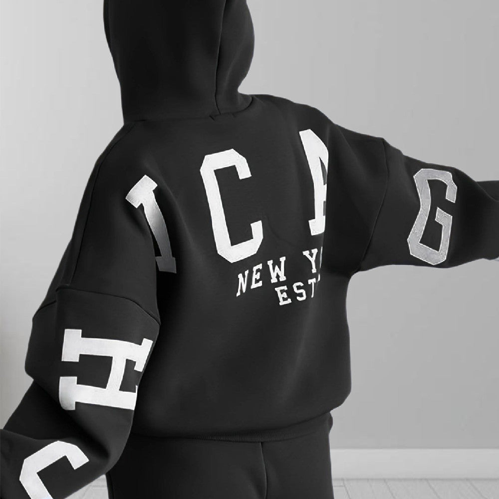 Women's Letter Print Oversized Hooded Sweatshirt