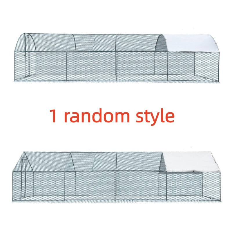 Silvery 4-Compartment Chicken and Rabbit Cage with Arched Roof – 7.8 m x 3 m x 1.9 m, PE Tarpaulin and Galvanized Pipe