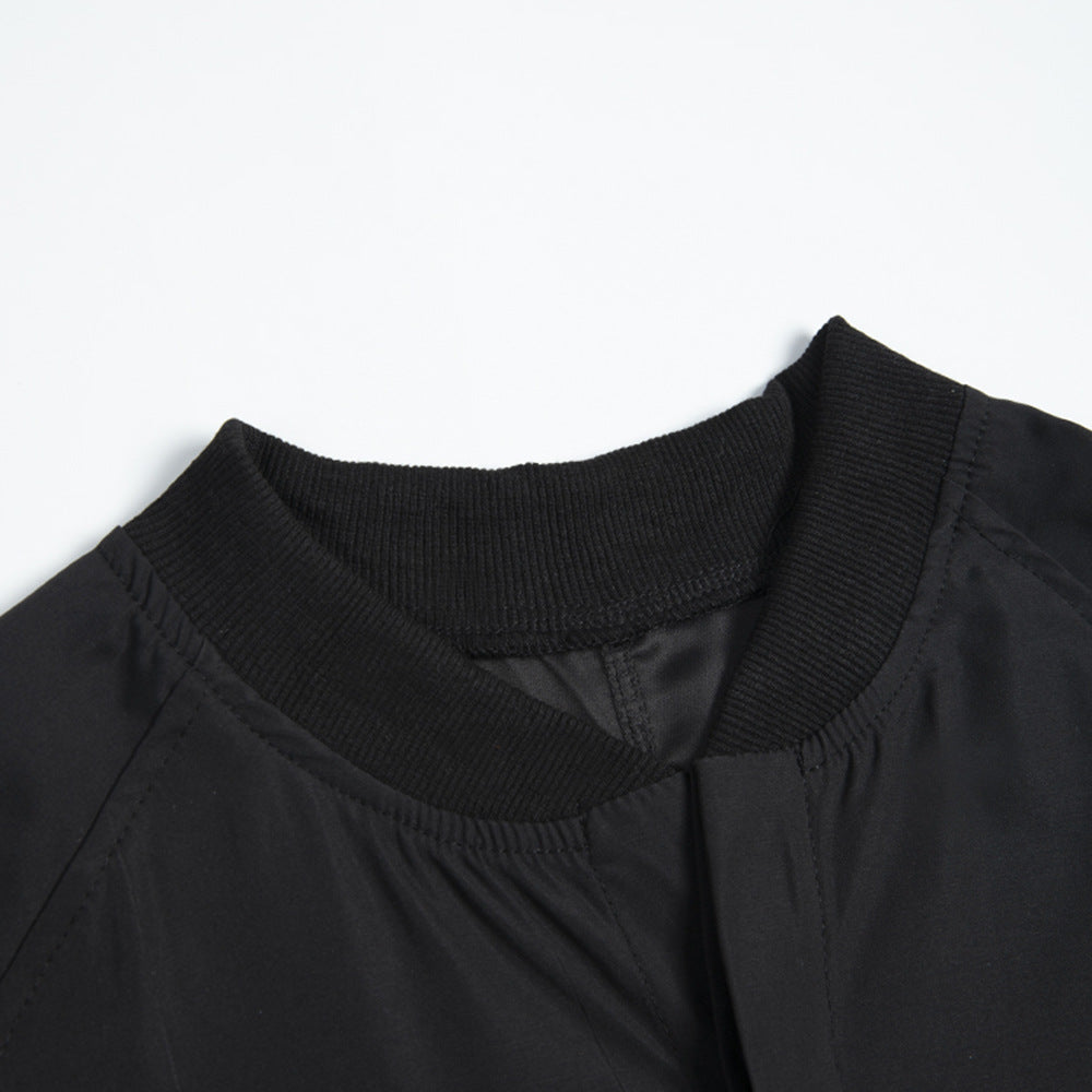 Simple Single-breasted Black Jumpsuit Women's Loose Batwing Sleeve Trousers