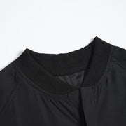 Simple Single-breasted Black Jumpsuit Women's Loose Batwing Sleeve Trousers