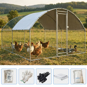 Large Walk-in Metal Chicken Coop with Waterproof and UV-proof Cover