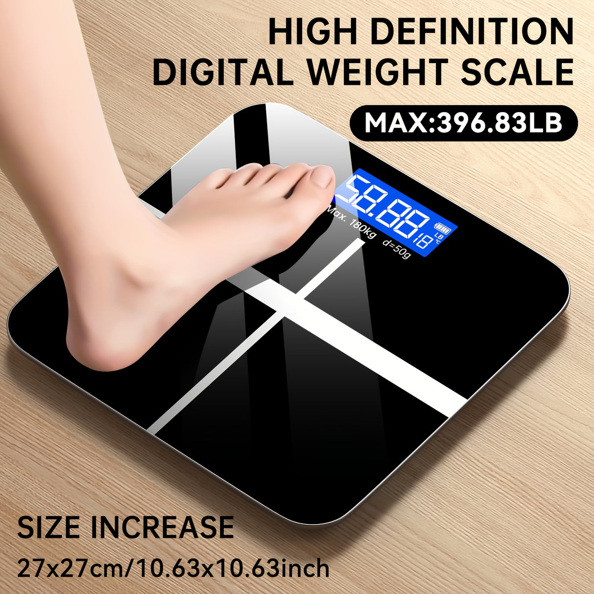 Weight Scale Electronic Scale, 396 Pound Digital Bathroom Scale, High-precision Weight Scale With LCD High-definition Display Screen And Temperature Display (switchable Between KG And Pounds), Ultr...