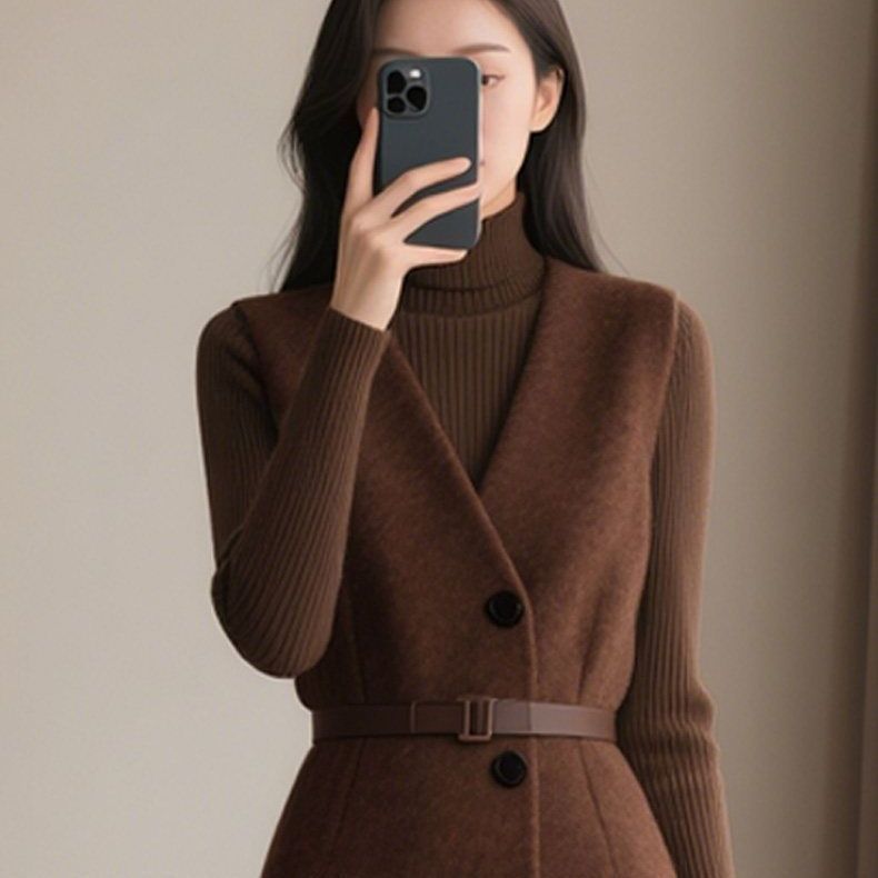 Figure-flattering Camisole Dress Two-piece Set