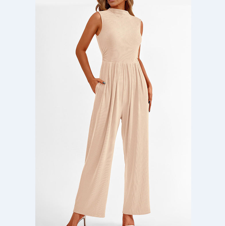 Women's Sleeveless Casual Solid Color Jumpsuit