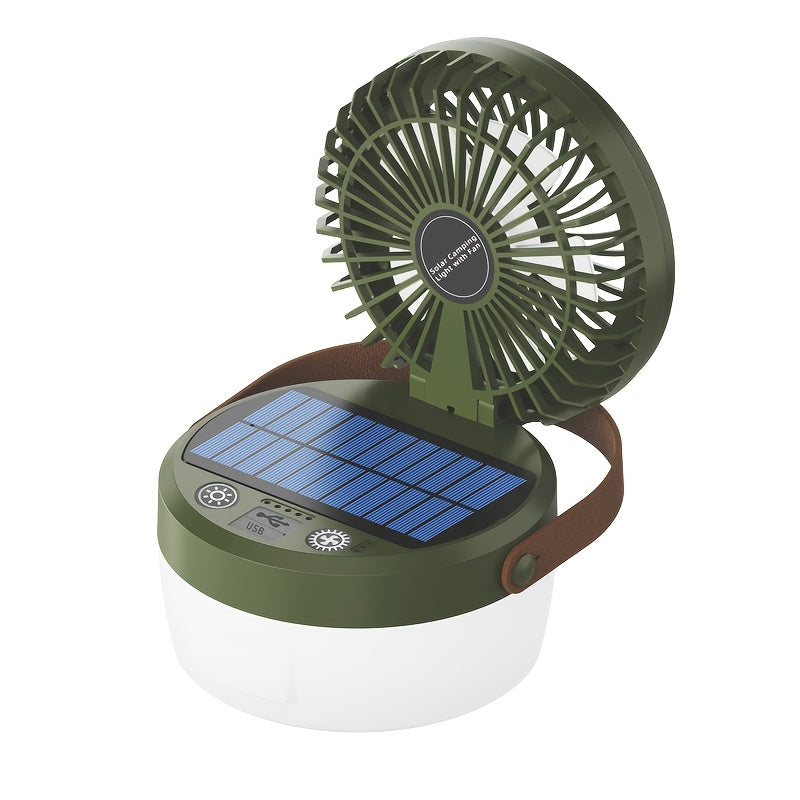 Foldable Solar Camping Fan Light – Portable Rechargeable Tent Lamp