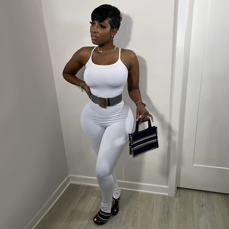 Women's Solid Color Casual Yoga Sports Jumpsuit