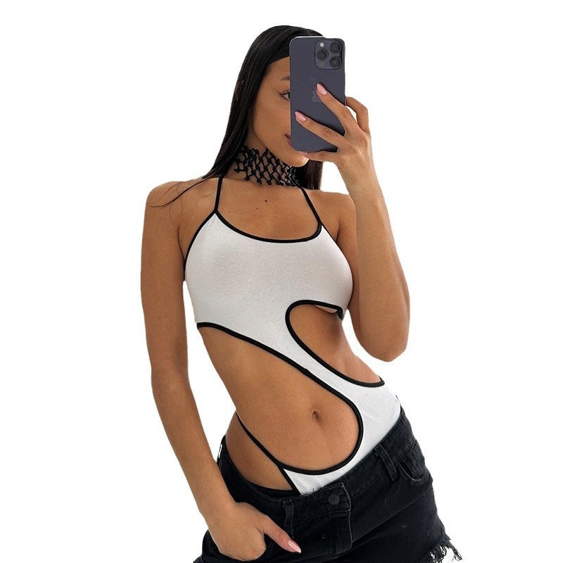European And American Style Swimsuit Jumpsuit Design Sense Hollow-out Midriff Tube Top