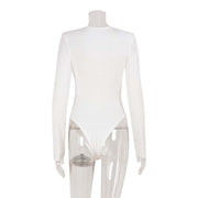 Chic Deep V Padded Shoulder Slimming Bodysuit
