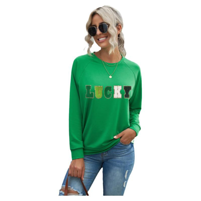 Women's Letter Embroidered Loose Pullover Sweatshirt