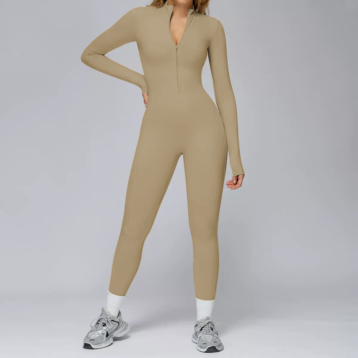Thermal Fleece Zip-Up Fitness Bodycon Pants
