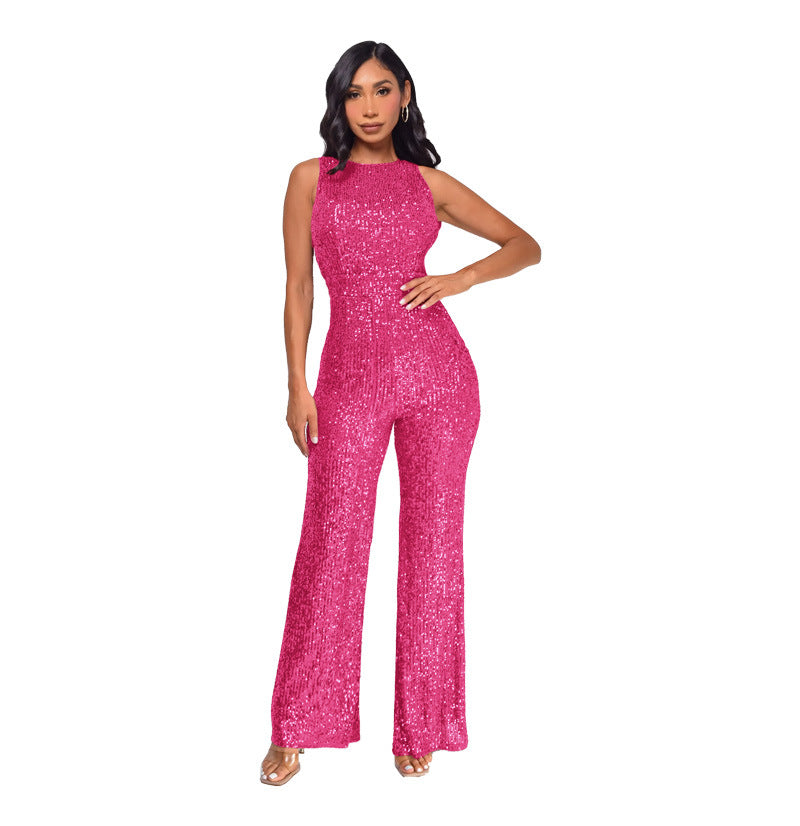 Women's Slim-Fit Wide-Leg Sleeveless Jumpsuit