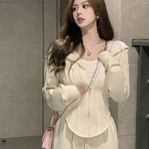 Retro Women's Long-Sleeve Athletic Two-Piece Sweatshirt Set