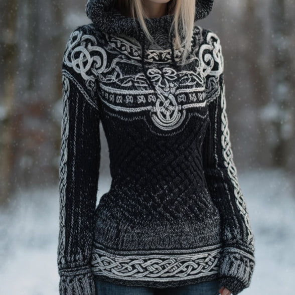 Hooded Long-sleeve Sweater for Fallwinter Womens Wear