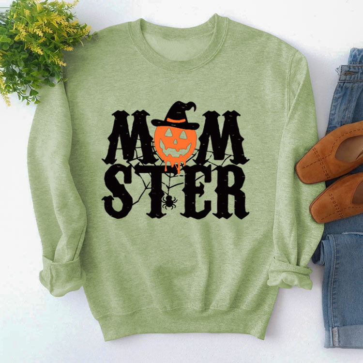 MOM STER Cute Graphic Long Sleeve Pullover Sweatshirt