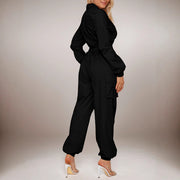 Women's Casual Utility Jumpsuit with Flip Pockets
