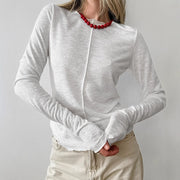 Fashion Round Neck Pullover Long Sleeve T-shirt