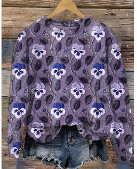 Plus Size European Print Pullover Sweater