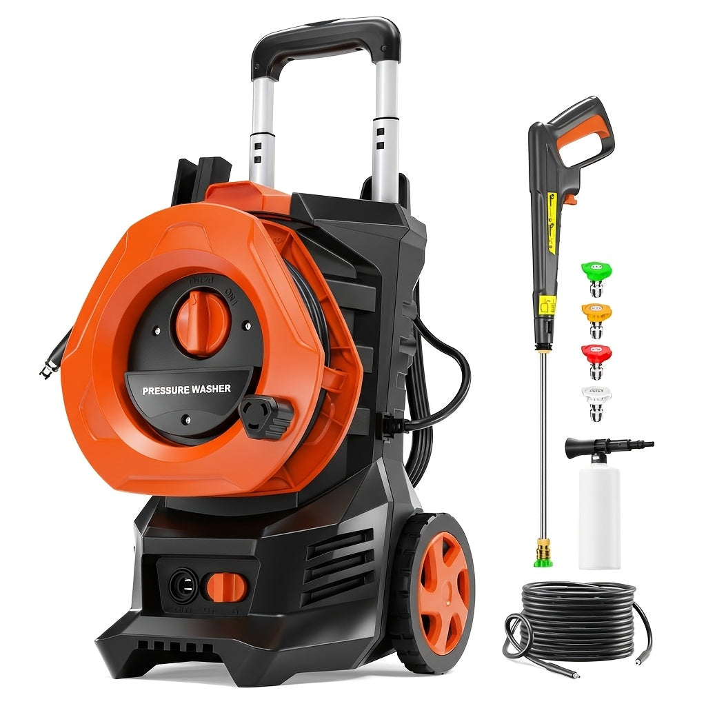 Electric Pressure Washer with 25 ft Hose, 4 Nozzles and Foam Cannon – 4800 PSI, 2.6 GPM, Metal Construction, US Plug, Blue & Yellow