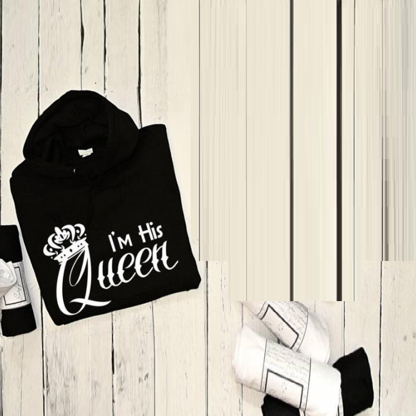 Her King His Queen Matching Couple Streetwear Hoodie