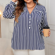Blue And White Striped Shirt Top European And American Temperament Commuting