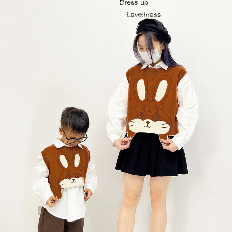 Matching Cute Knit Parent-Child Vest