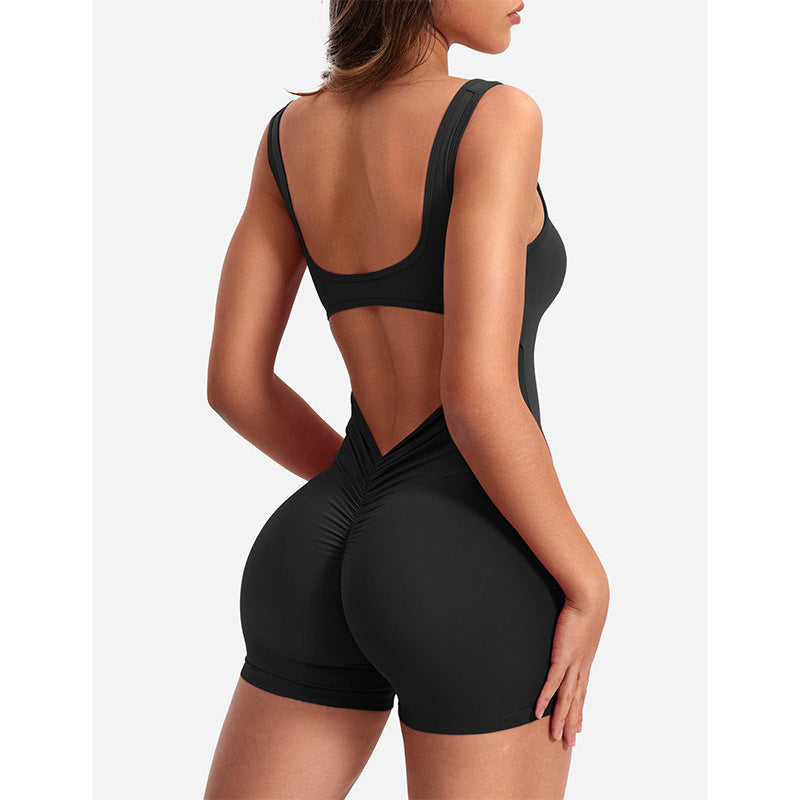 Backless Slim-Fit Yoga Jumpsuit with Hip-Lifting Design