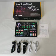 DJ20 Live Streaming Sound Card with Computer & Phone Charging and Recording Effects