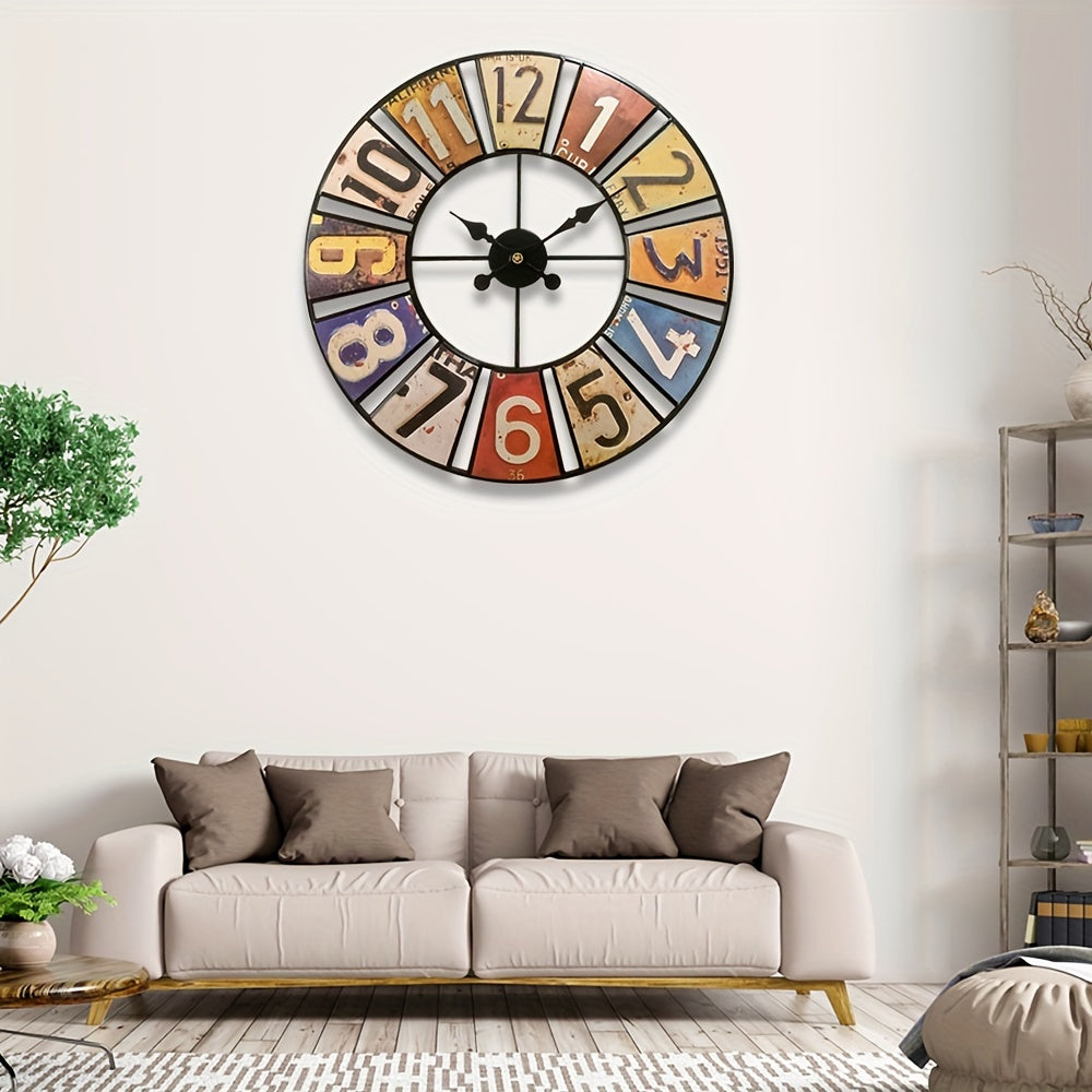 Oversize Retro Metal Silent Wall Clock, Home Decor, Suitable for Home Heating, Mother's Day, Father's Day, Birthday, Anniversary, Graduation Season, Halloween, Christmas Gifts, Used for Corridor, Portico, Living Room, Kitchen, Study, Office, Room