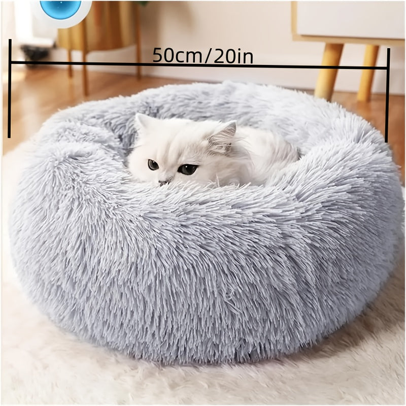 Donut Pet Nest, Round Super Soft Pet Nest Mat, Suitable For Cats And Dogs And All Kinds Of Small And Medium-Sized Pets, Light Gray Pet Nest Mat Outer Diameter 50/60/70Cm, 20/23.6/27.5In Comfortable...
