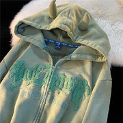 Devil Letter Print Oversized Hoodie for Women
