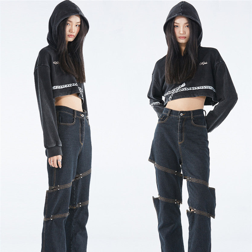 Dark Gothic Distressed Hooded Sweater
