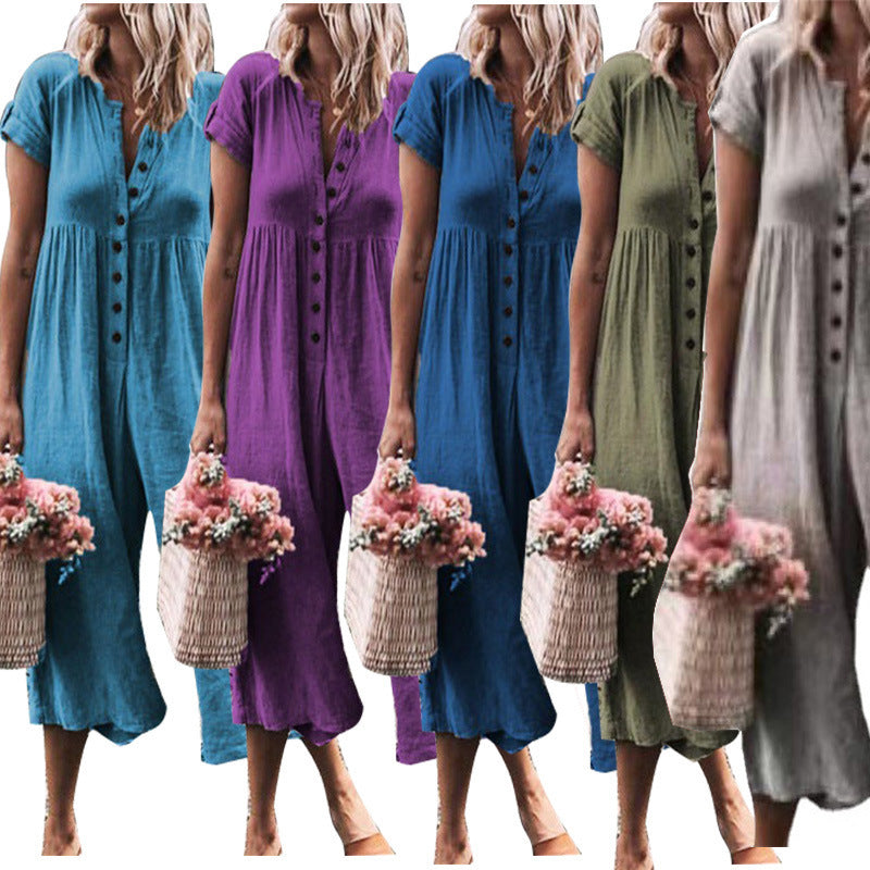 Women's Casual Color-Block Jumpsuit