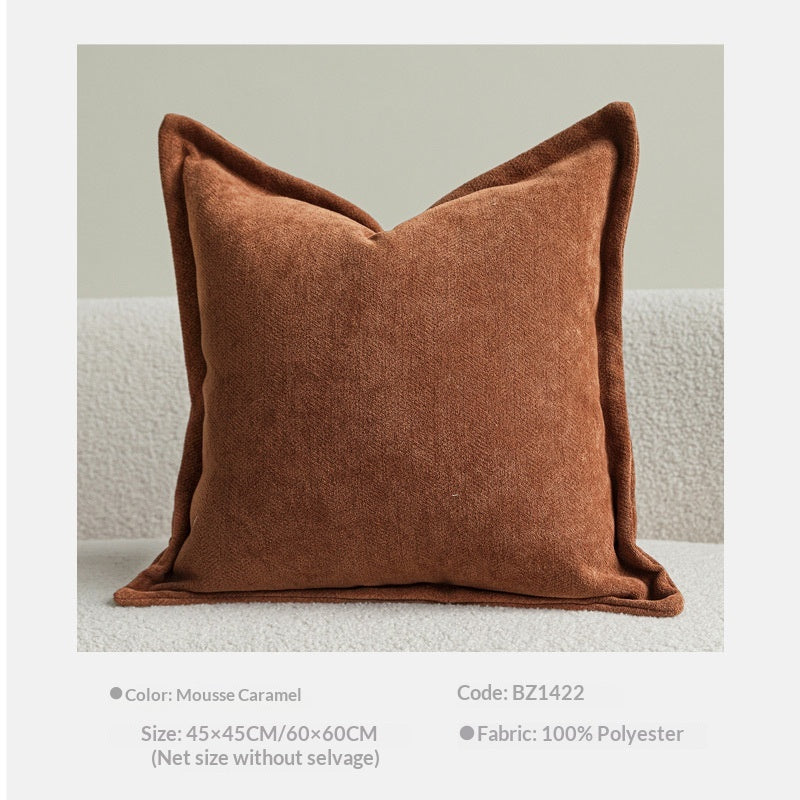 Chenille Double-Sided Lumbar Pillow Cover - Wide-Edge Bedroom Cushion