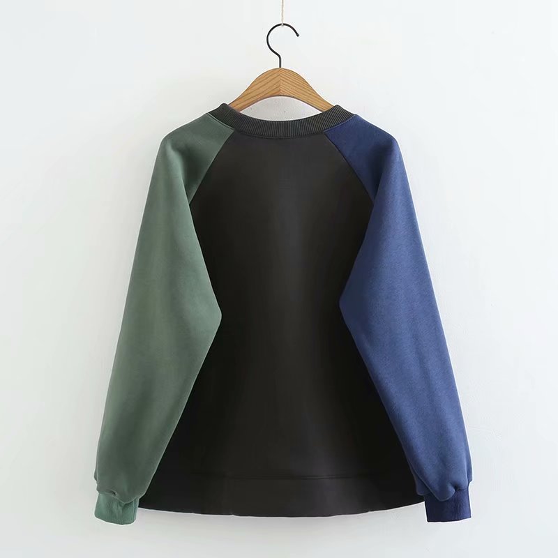 Cozy Colorblock Raglan Plush Sweater for Women