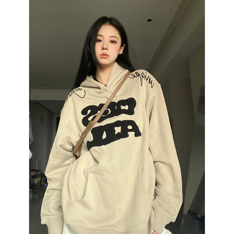 Cozy Fleece-Lined Letter Sweater Jacket