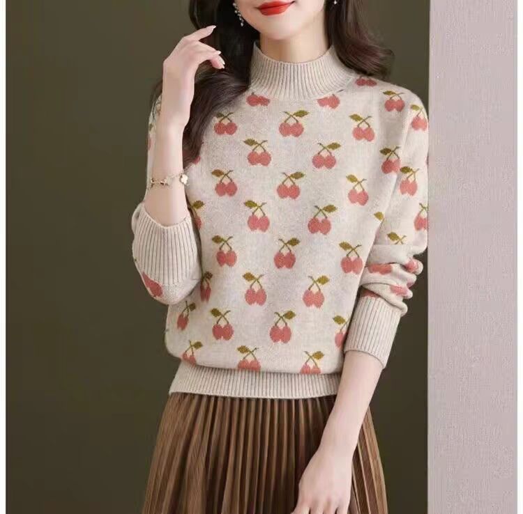 Women's Cashmere Sweater Autumn and Winter New Half Turtleneck Bottoming Shirt