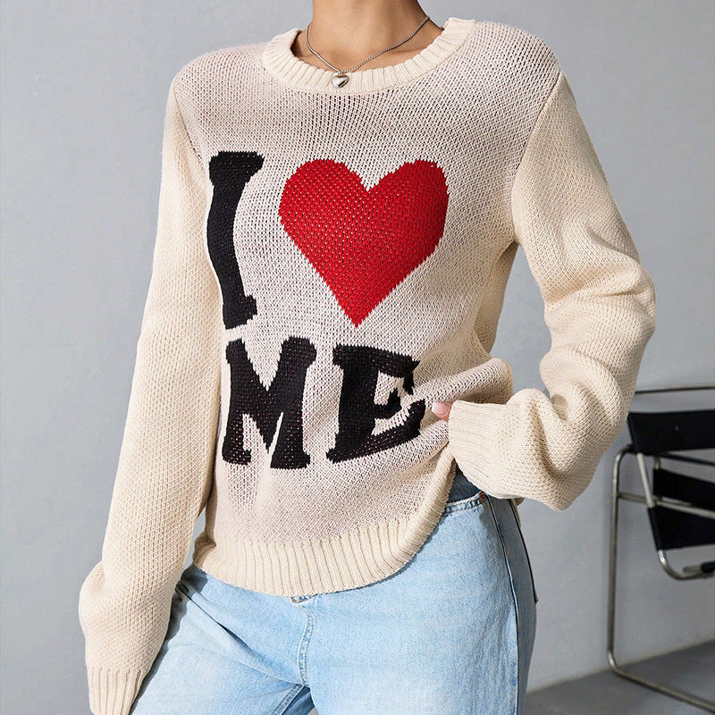 European and American Leisure Love Sweater Loose and Lazy Style