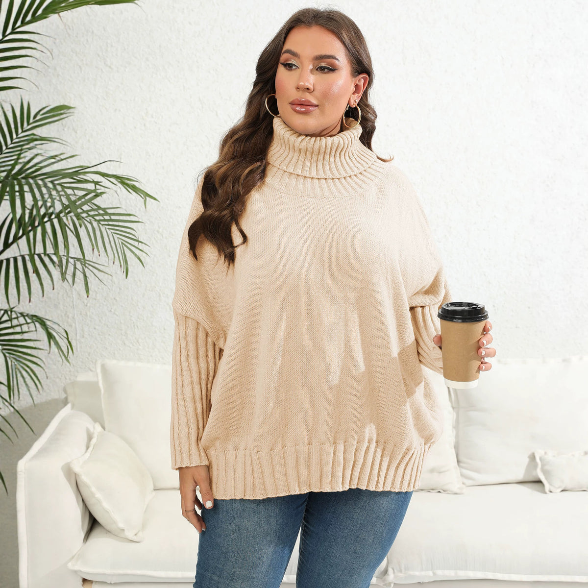 Womens Solid-color Loose-fitting Minimalist Pullover Sweater